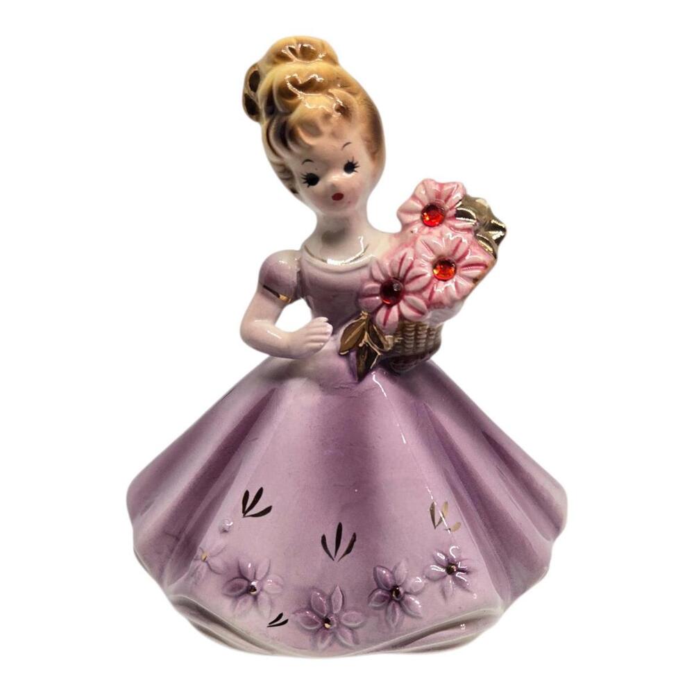 Josef Originals July Ruby Birthstone Birthday Flower Girl, Figurine